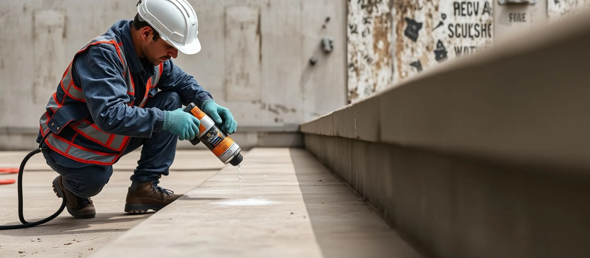 Aplicação técnica de aditivo em obra de concreto