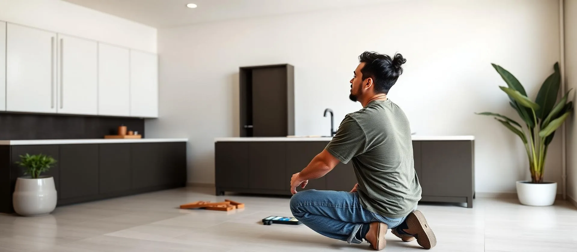 Assentamento de revestimento em obra residencial